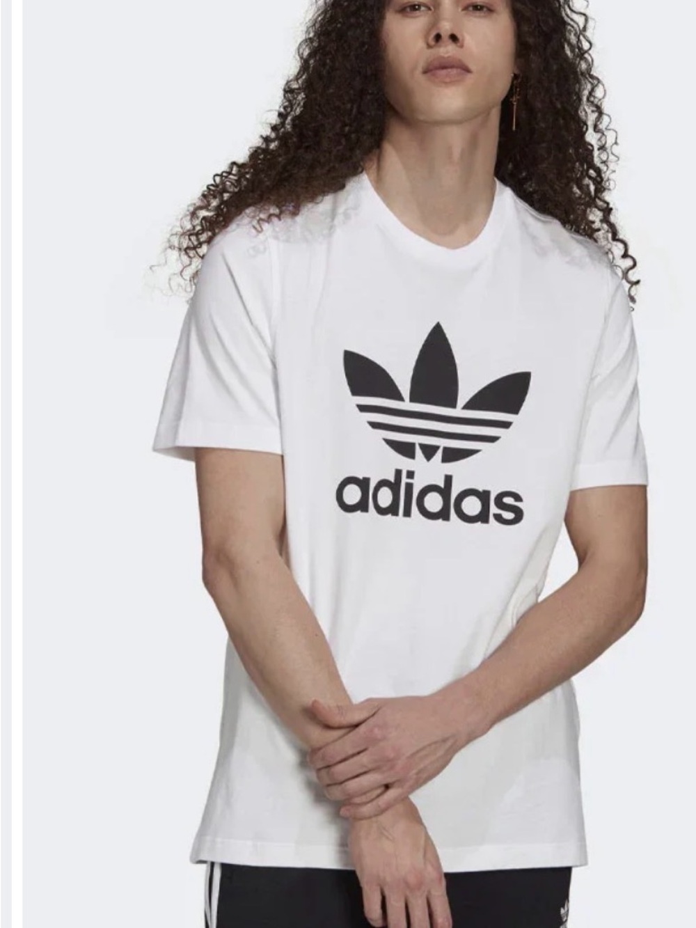 adidas White Short-Sleeve Tee with Black Trefoil Logo